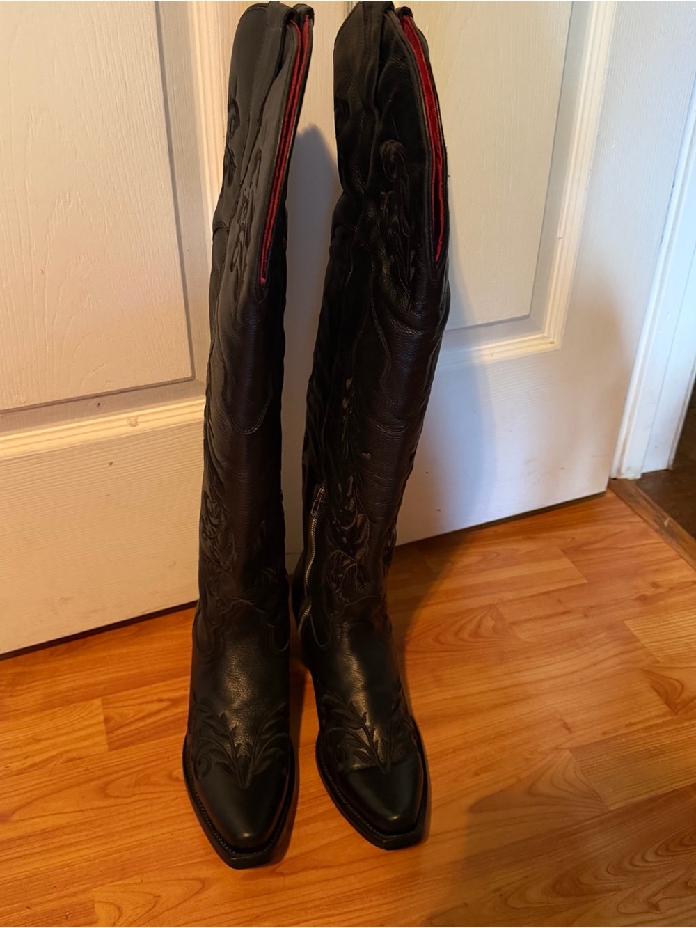 Women's Black Over-the-Knee Embroidered Western Boots